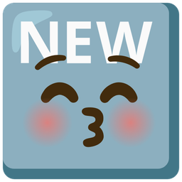 kissing face with closed eyes and NEW button