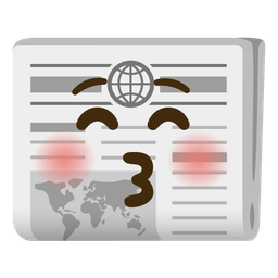 kissing face with closed eyes and newspaper