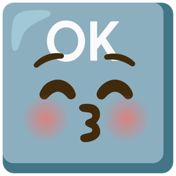 kissing face with closed eyes and OK button