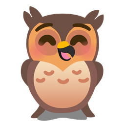 kissing face with closed eyes and owl