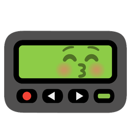 kissing face with closed eyes and pager