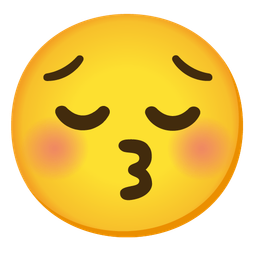 kissing face with closed eyes and pensive face