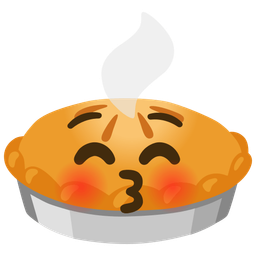 kissing face with closed eyes and pie