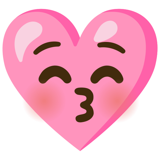 Kissing face with closed eyes and Pink heart