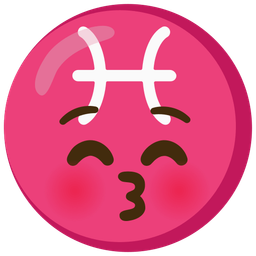 kissing face with closed eyes and Pisces