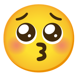 kissing face with closed eyes and pleading face