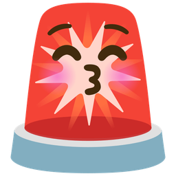 kissing face with closed eyes and police car light