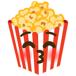 kissing face with closed eyes and popcorn