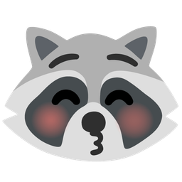 kissing face with closed eyes and raccoon