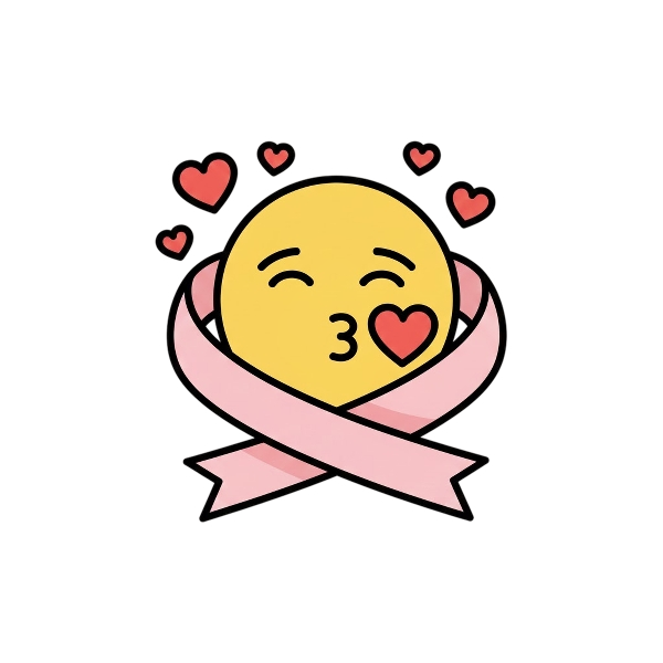 Kissing face with closed eyes and Reminder ribbon