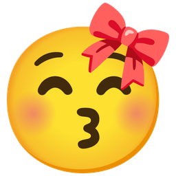 kissing face with closed eyes and ribbon