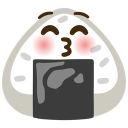 kissing face with closed eyes and rice ball
