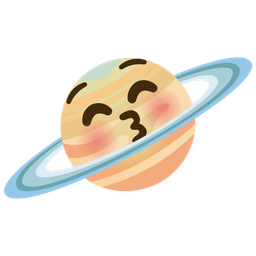 kissing face with closed eyes and ringed planet