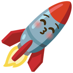 kissing face with closed eyes and rocket