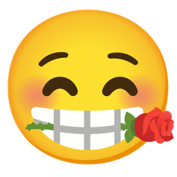 kissing face with closed eyes and rose