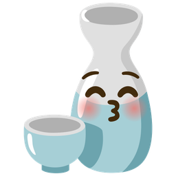 kissing face with closed eyes and sake