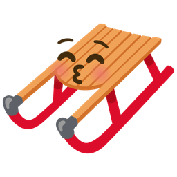 kissing face with closed eyes and sled