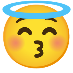 Kissing face with closed eyes and Smiling face with halo