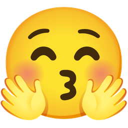 Kissing face with closed eyes and Smiling face with open hands