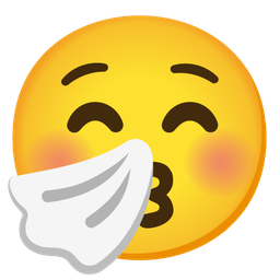 kissing face with closed eyes and sneezing face