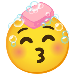 kissing face with closed eyes and soap