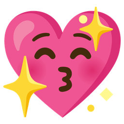 kissing face with closed eyes and sparkling heart