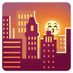 kissing face with closed eyes and sunset