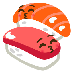 kissing face with closed eyes and sushi