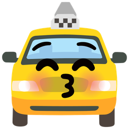 kissing face with closed eyes and taxi