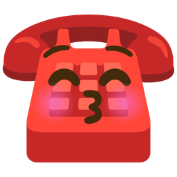 kissing face with closed eyes and telephone