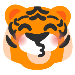 kissing face with closed eyes and tiger face