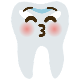kissing face with closed eyes and tooth