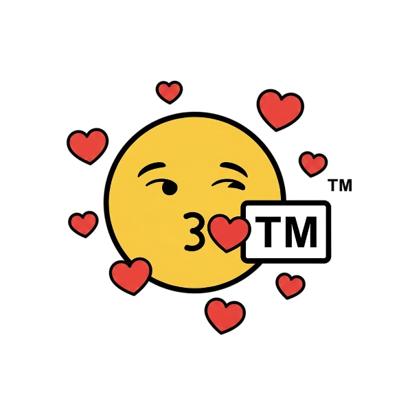 Kissing face with closed eyes and Trade mark