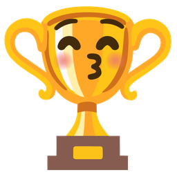 kissing face with closed eyes and trophy