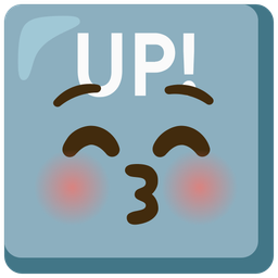 kissing face with closed eyes and UP! button