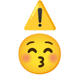 kissing face with closed eyes and warning