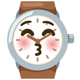 kissing face with closed eyes and watch