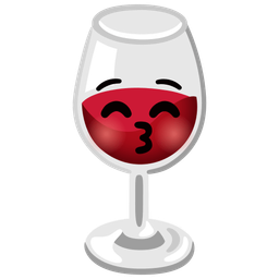 kissing face with closed eyes and wine glass