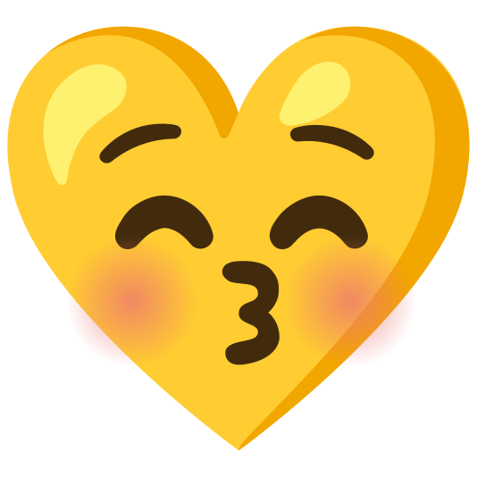 Kissing face with closed eyes and Yellow heart
