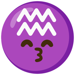 kissing face with smiling eyes and Aquarius