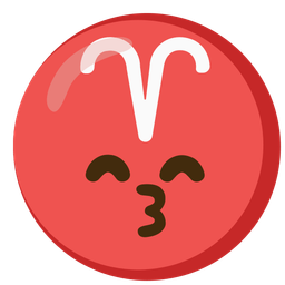 kissing face with smiling eyes and Aries