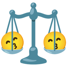 kissing face with smiling eyes and balance scale