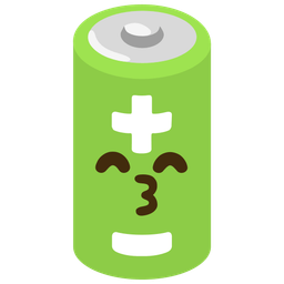 kissing face with smiling eyes and battery