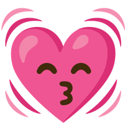 kissing face with smiling eyes and beating heart