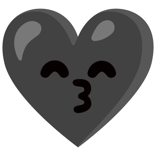 Kissing face with smiling eyes and Black heart