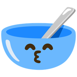 kissing face with smiling eyes and bowl with spoon