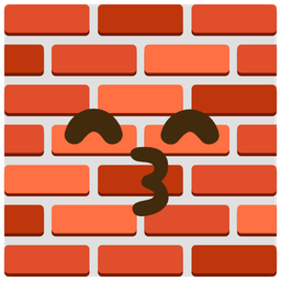 kissing face with smiling eyes and brick