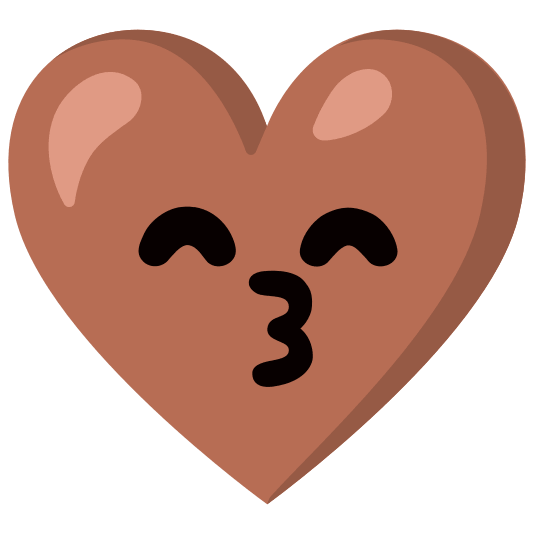 Kissing face with smiling eyes and Brown heart