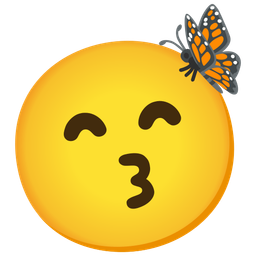 kissing face with smiling eyes and butterfly
