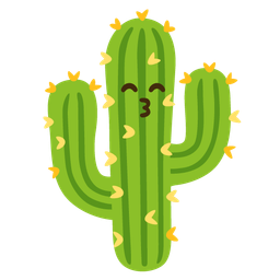kissing face with smiling eyes and cactus